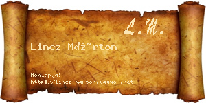 Lincz Márton névjegykártya